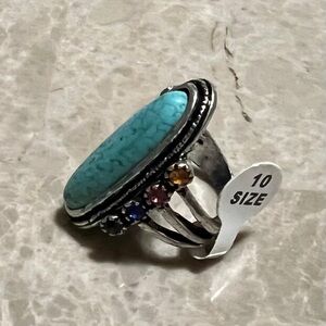 Turquoise and Multicolor Stone Ring